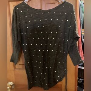 Express Olive Green Shirt with Gold dots size small